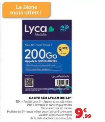 Super U Carte sim lycamobile offre