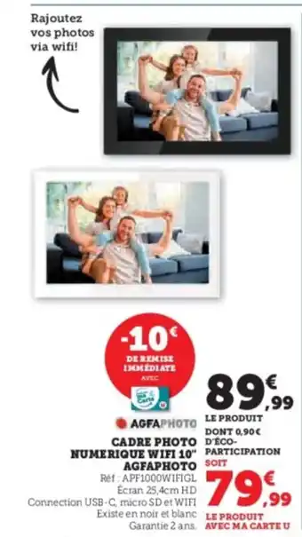 Super U Cadre photo numerique wifi 10" agfaphoto offre