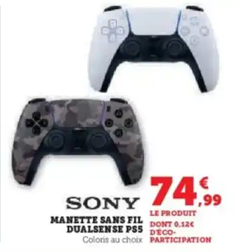 Super U Sony manette sans fil dualsense ps5 offre