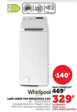Super U Lave linge top whirlpool offre