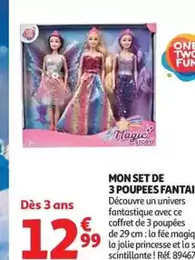 Auchan Supermarché One two fun - mon set de 3 poupees fantaisie offre