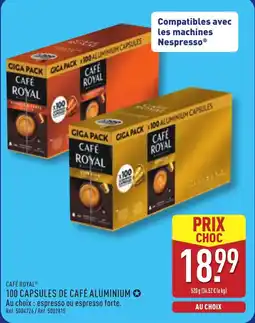 ALDI Café royal 100 capsules de café aluminium offre