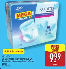 ALDI 20 culottes incontinence offre