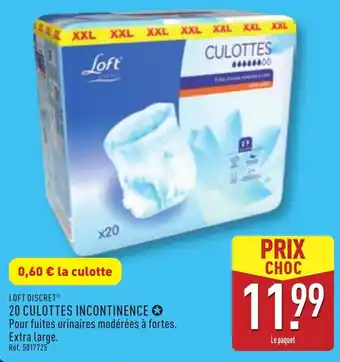 ALDI 20 culottes incontinence offre