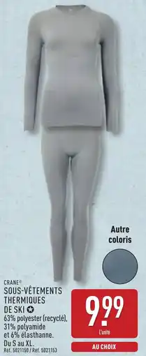 ALDI Crane sous-vêtements thermiques offre