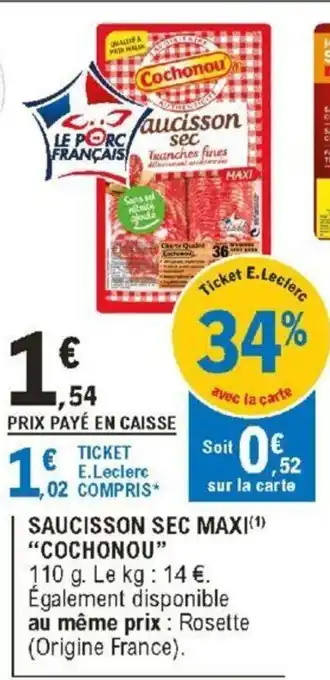 E.Leclerc SAUCISSON SEC MAXI offre