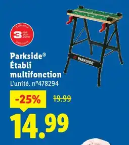 Lidl Parkside établi multifonction offre