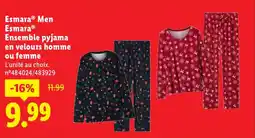 Lidl Men esmara ensemble pyjama en velours homme ou femme offre