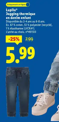 Lidl Lupilu jogging thermique en denim enfant offre