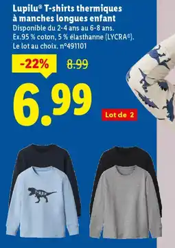 Lidl Lupilu t-shirts thermiques à manches longues enfant offre