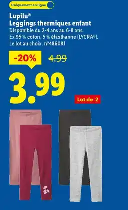 Lidl Lupilu leggings thermiques enfant offre