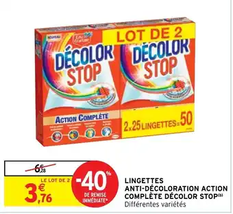 Intermarché Hyper Lingettes anti-décoloration action complète décolor Stop offre