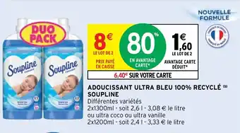 Intermarché Hyper Adoucissant ultra bleu 100% recyclé Soupline offre