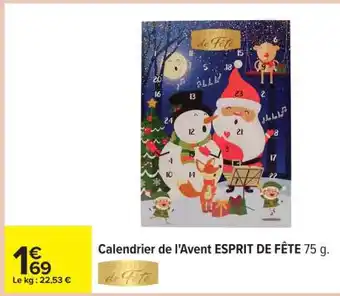 Carrefour Calendrier de l'avent ESPRIT DE FETE offre