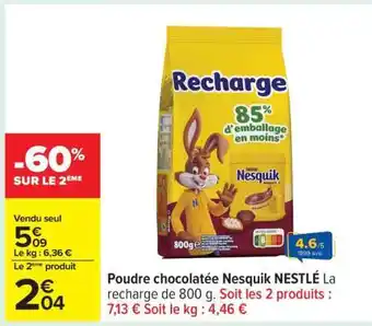Carrefour POUDRE CHOCOLATÉE NESQUIK NESTLÉ offre