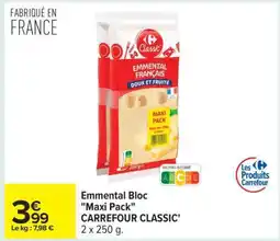 Carrefour Emmental Bloc Maxi Pack offre