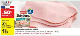 Carrefour Jambon Le Bon Paris Herta offre