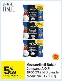 Carrefour Mozzarella di Bufala Campana A.O.P. TREO offre