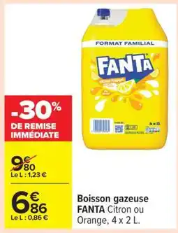Carrefour Boisson gazeuse FANTA Citron ou Orange, 4 x 2 L offre