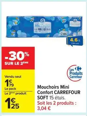 Carrefour Mouchoirs Mini Confort CARREFOUR SOFT offre