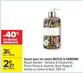 Carrefour Savon pour les mains BAYLIS & HARDING offre