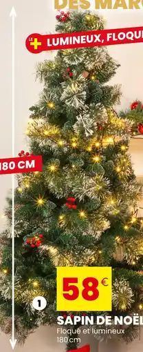Stokomani Sapin de Noël floqué lumineux 180 cm offre