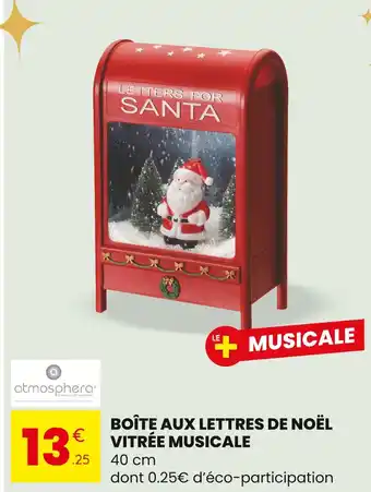 Stokomani Boîte aux lettres de Noël vitrée musicale offre