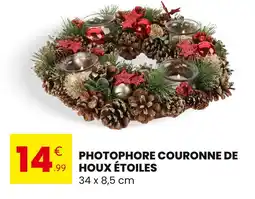 Stokomani Photophore couronne de houx étoiles offre