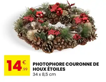 Stokomani Photophore couronne de houx étoiles offre