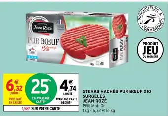 Intermarché Hyper Steaks hachés pur bœuf X20 surgelés Jean Rozé offre