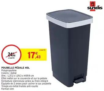 Intermarché Hyper Poubelle pédale 40L offre