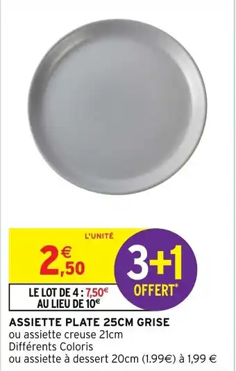 Intermarché Hyper Assiette plate 25cm grise offre
