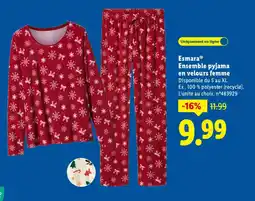 Lidl Esmara ensemble pyjama en velours femme offre