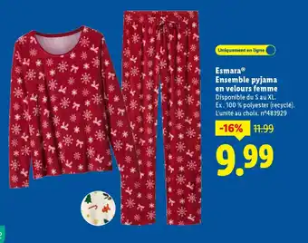Lidl Esmara ensemble pyjama en velours femme offre