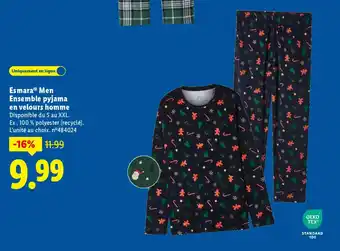 Lidl Esmara men ensemble pyjama en velours homme offre