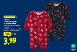 Lidl Lupilu ensemble pyjama en velours bébé offre
