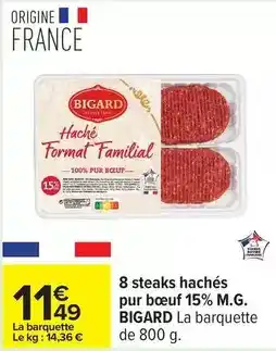 Carrefour Bigard - 8 steaks hachés pur boeuf offre