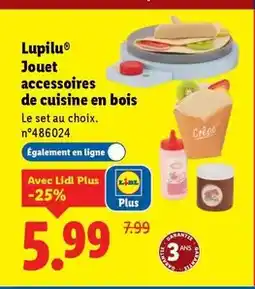 Lidl Lidl - jouet accessoires de cuisine en bois offre