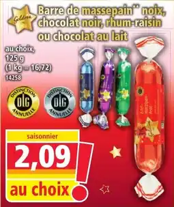 Norma Barre de massepain noix chocolat noir rhum-raisin ou chocolat au lait offre