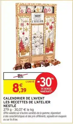 Nestlé - calendrier de l'avent les recettes de l'atelier