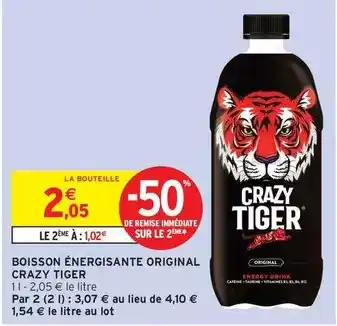 Intermarché Hyper Crazy tiger - boisson énergisante original offre