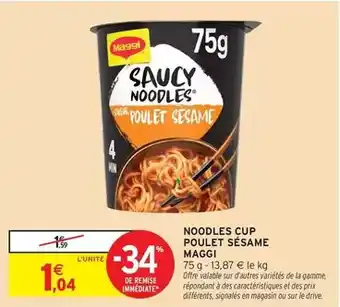 Intermarché Hyper Maggi - noodles cup poulet sésame offre