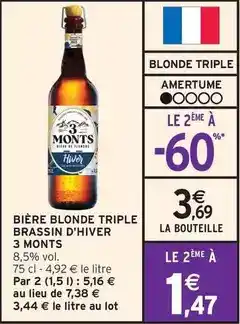 Intermarché Contact 3 monts - bière blonde triple brassin d'hiver offre