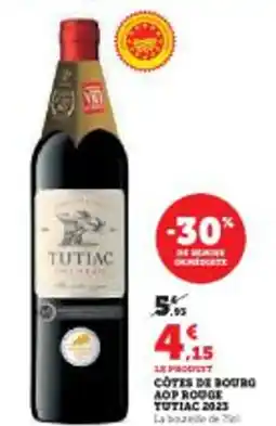 Super U Cotes de bourg aop rouge tutiac 2023 offre