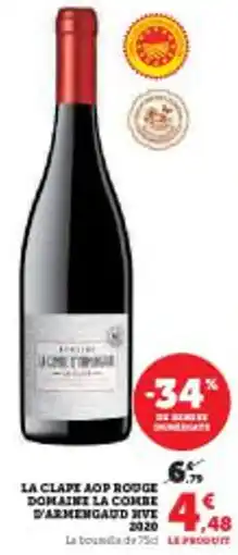 Super U La clape aop rouge domaine la combe darmengaud mve 2020 offre