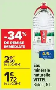 Carrefour Vittel - eau minérale naturelle offre