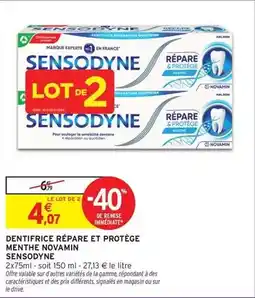 Intermarché Hyper Sensodyne - dentifrice répare et protège menthe novamin offre
