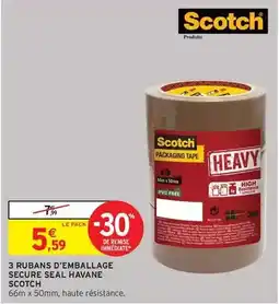 Intermarché Hyper Scotch - 3 rubans d'emballage secure seal havane offre