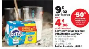 Lait unt demi creme vitamined lactel