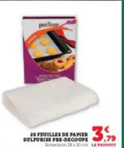 Super U 20 feuilles de papier sulfurise pre-decoupe offre